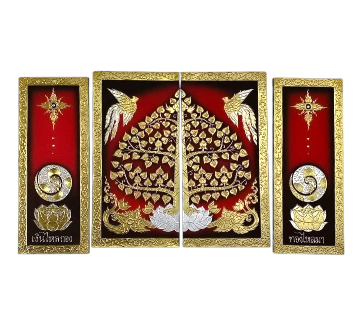 Thailändisches Strukturbild - Wandbild 4-teilig 180cm x 100cm