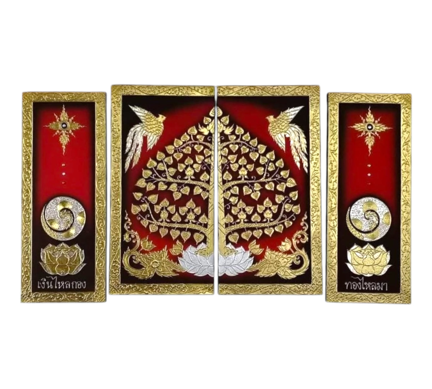 Thailändisches Strukturbild - Wandbild  3-teilig  100cm x 180cm