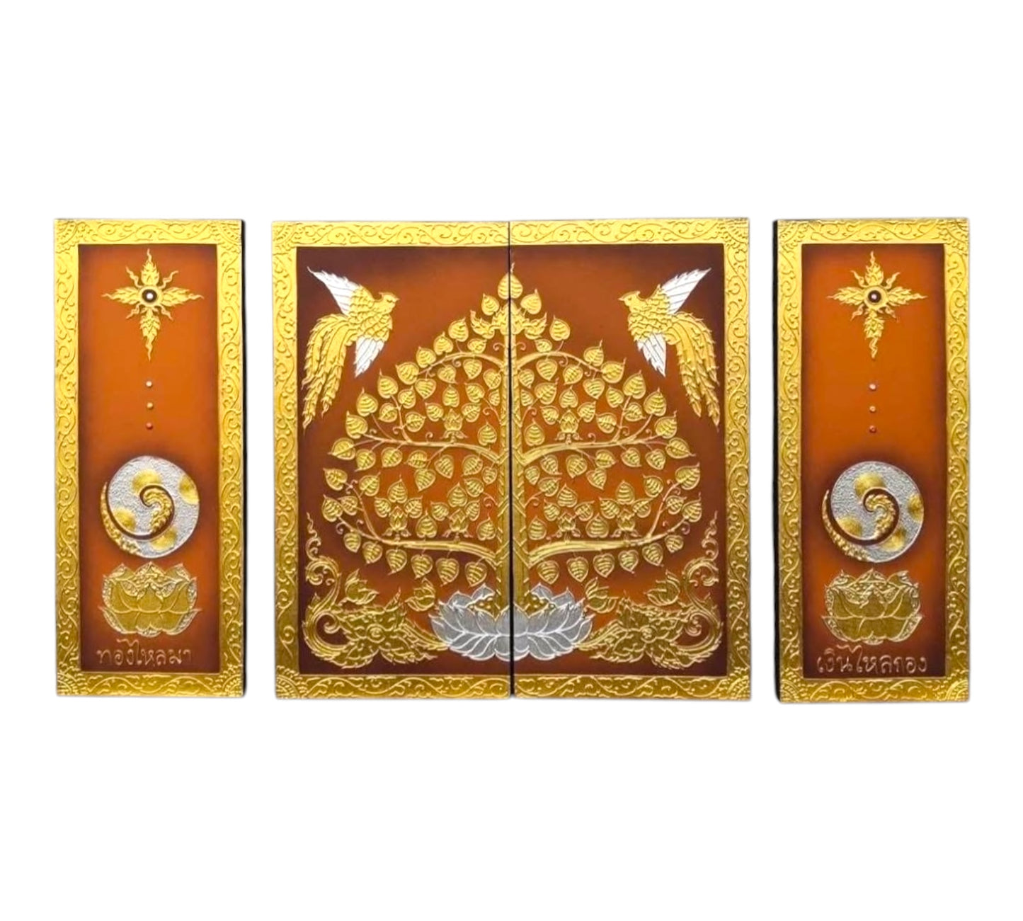 Thailändisches Strukturbild - Wandbild  3-teilig  100cm x 180cm