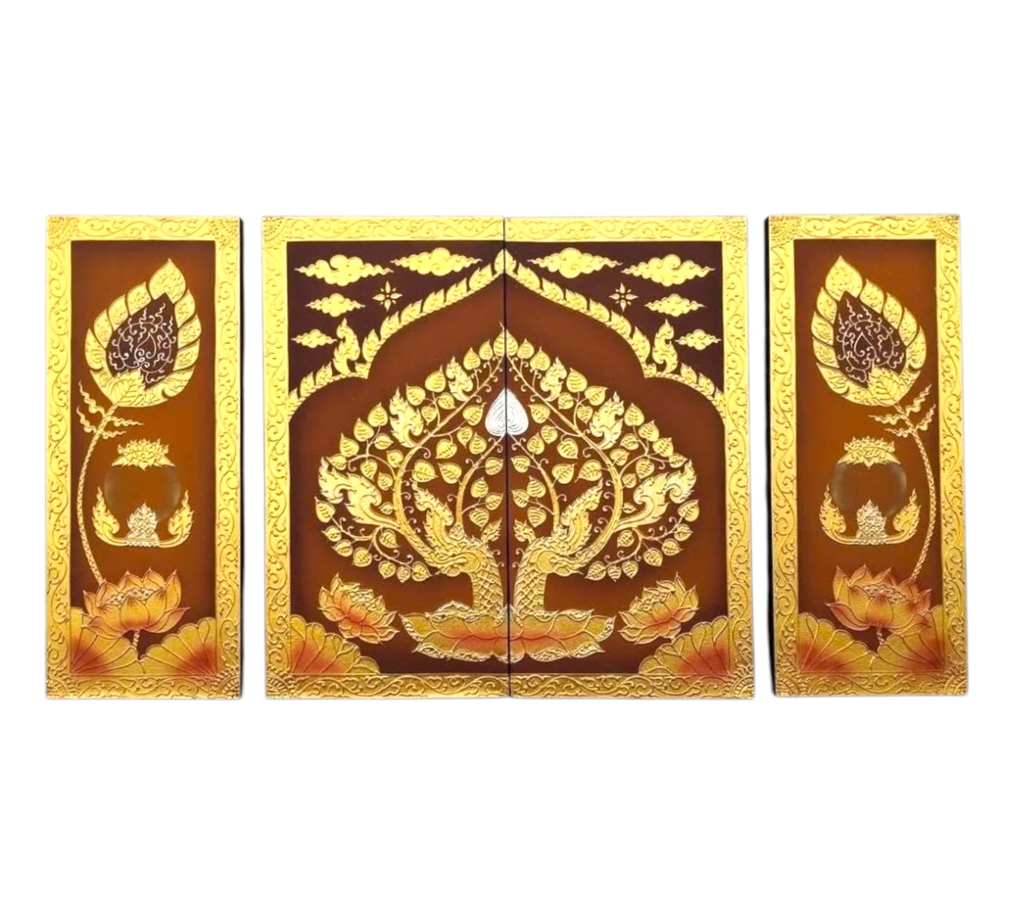 Thailändisches Strukturbild - Wandbild  3-teilig  100cm x 180cm