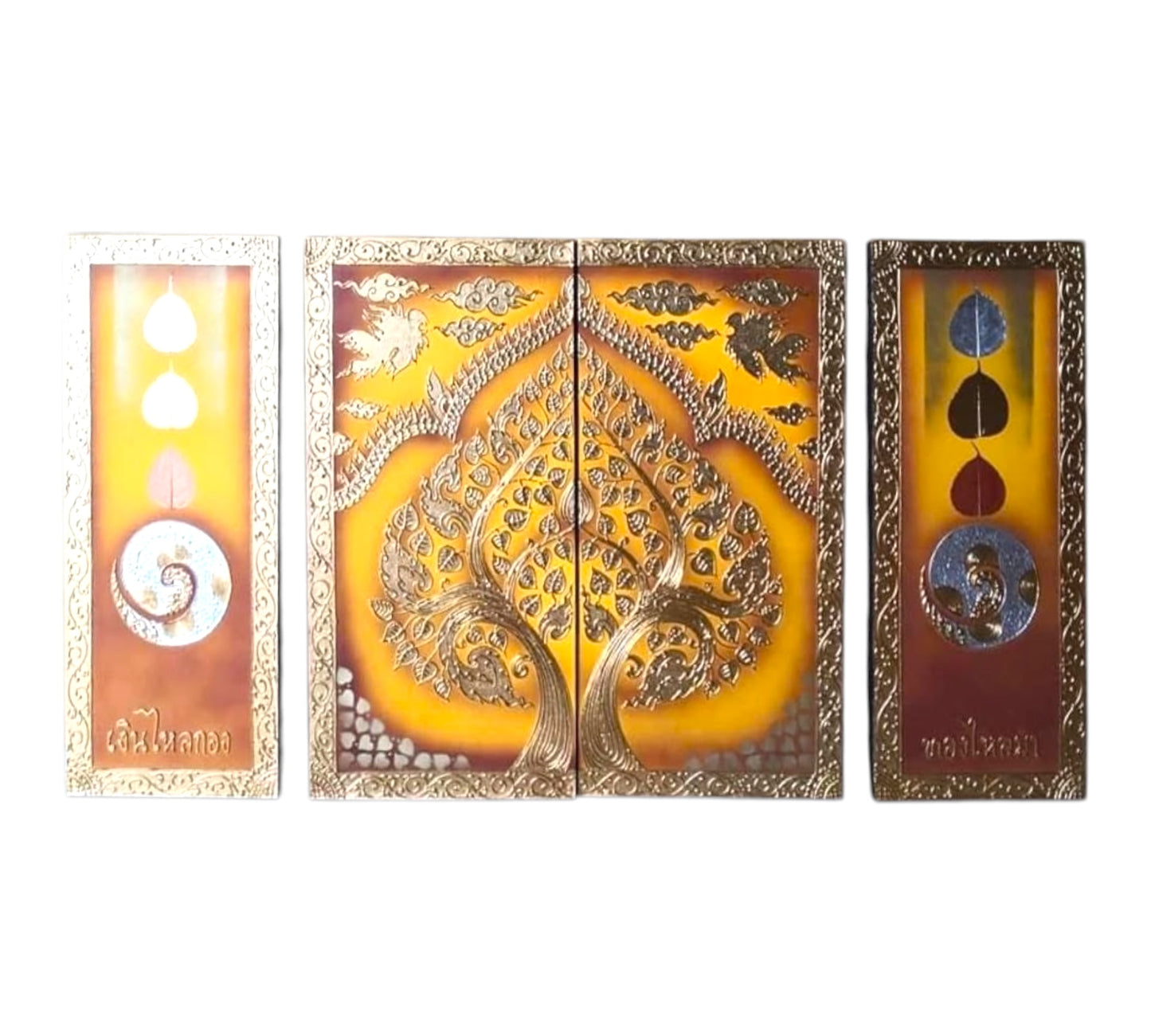 Thailändisches Strukturbild - Wandbild  3-teilig  100cm x 180cm