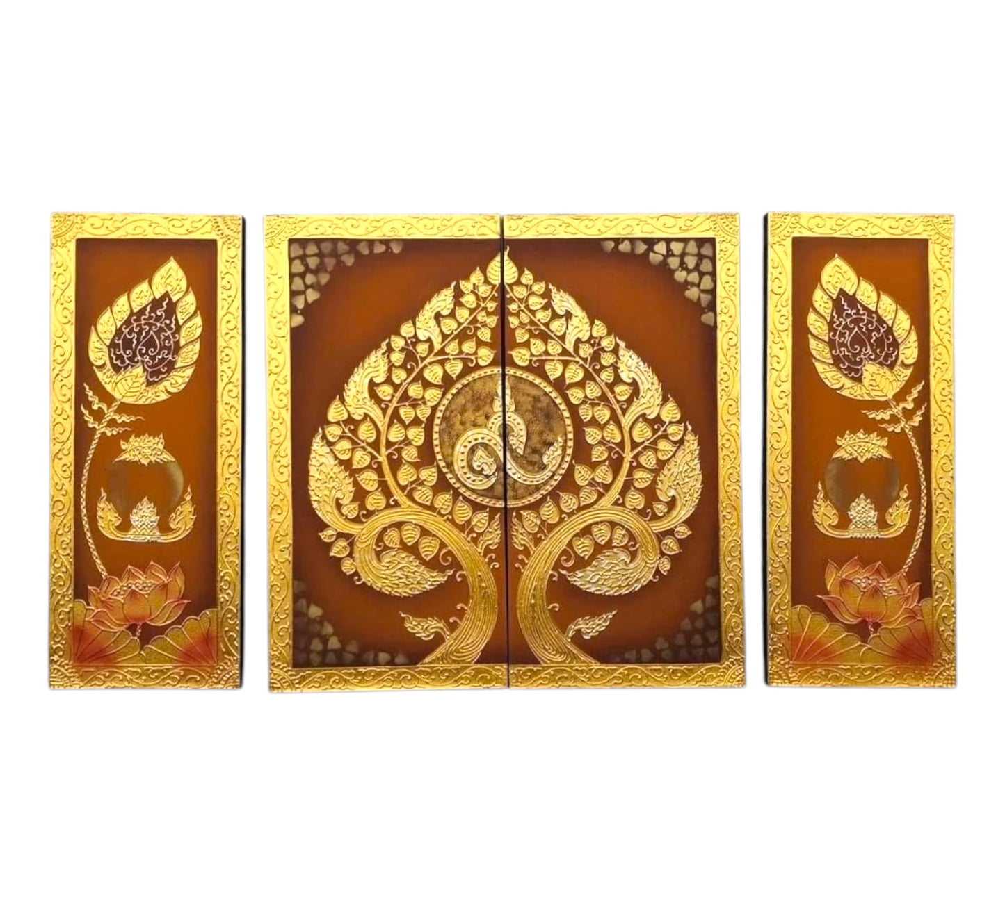 Thailändisches Strukturbild - Wandbild  3-teilig  100cm x 180cm