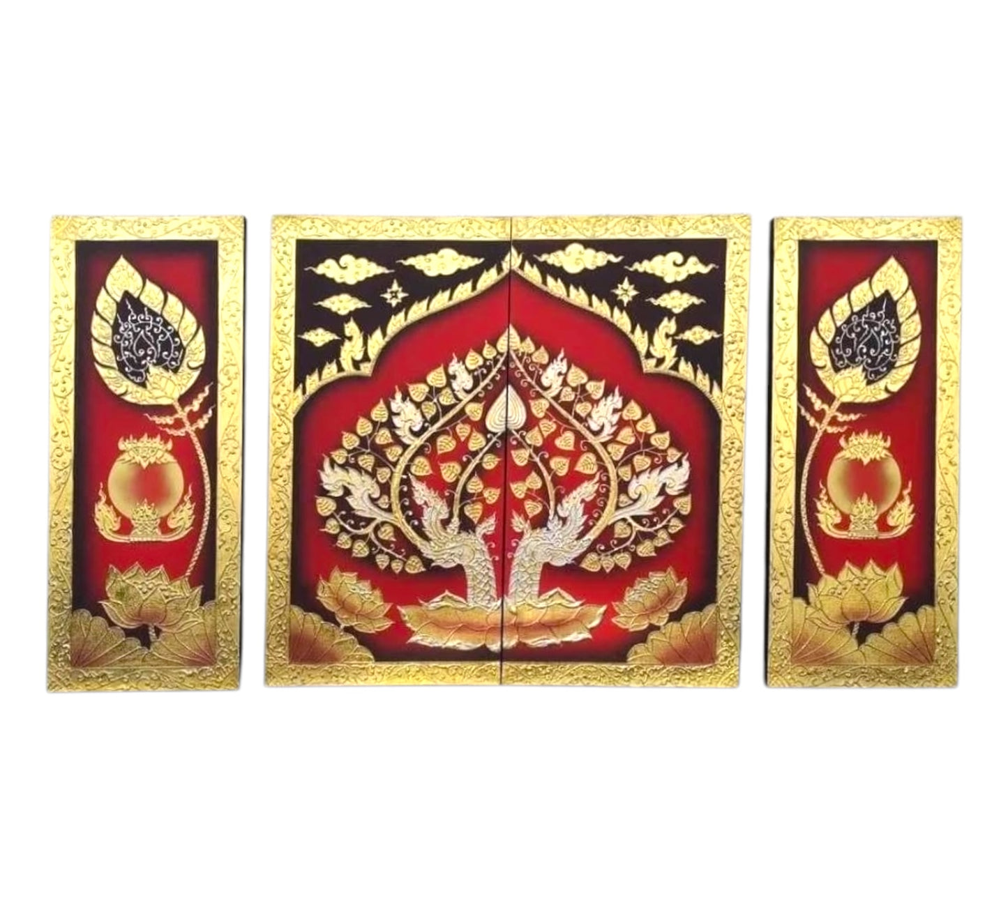 Thailändisches Strukturbild - Wandbild  3-teilig  100cm x 180cm