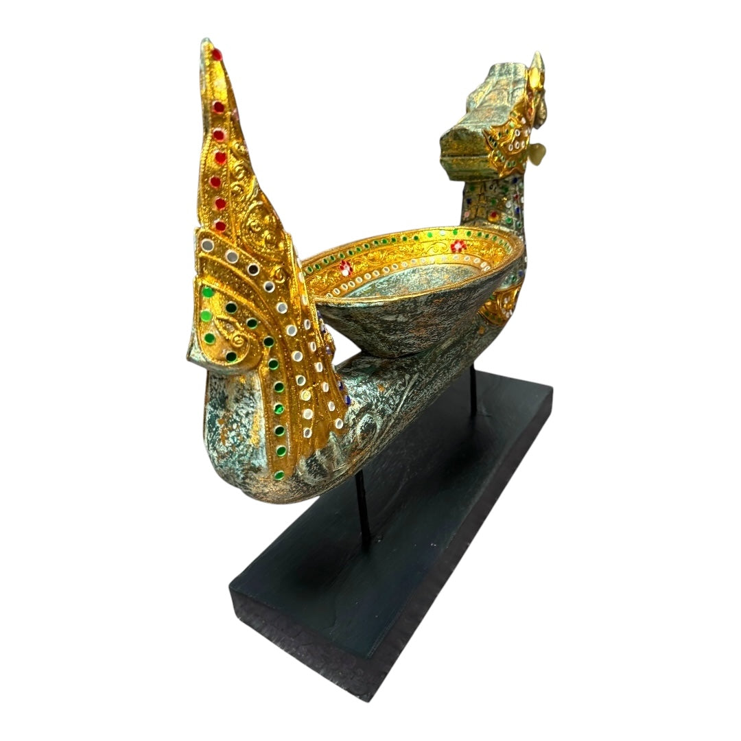 Thailändisches Drachenboot mit Schale- Stand Deko