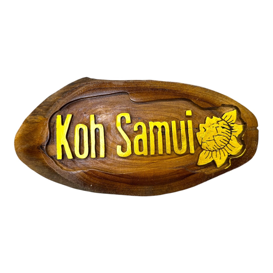 Schild von Orten/Inseln aus Akazien-Holz