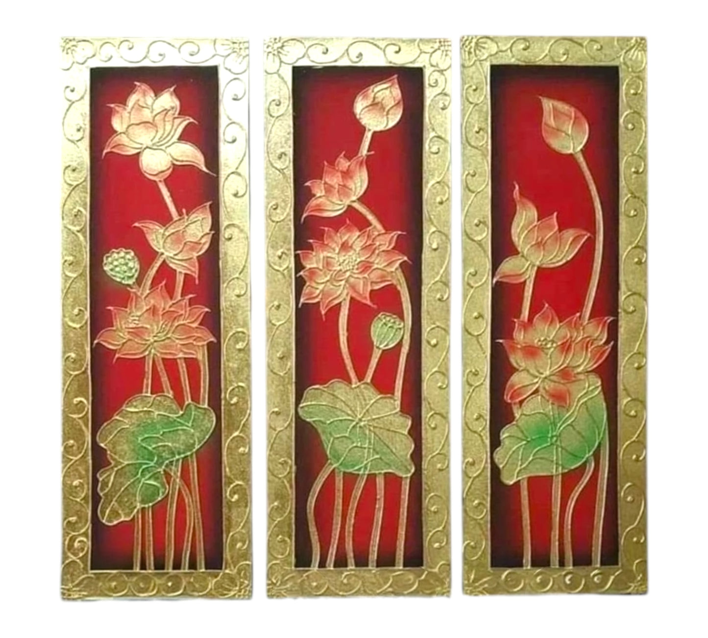 Thailändisches Strukturbild - Wandbild  3-teilig  105 x 110cm