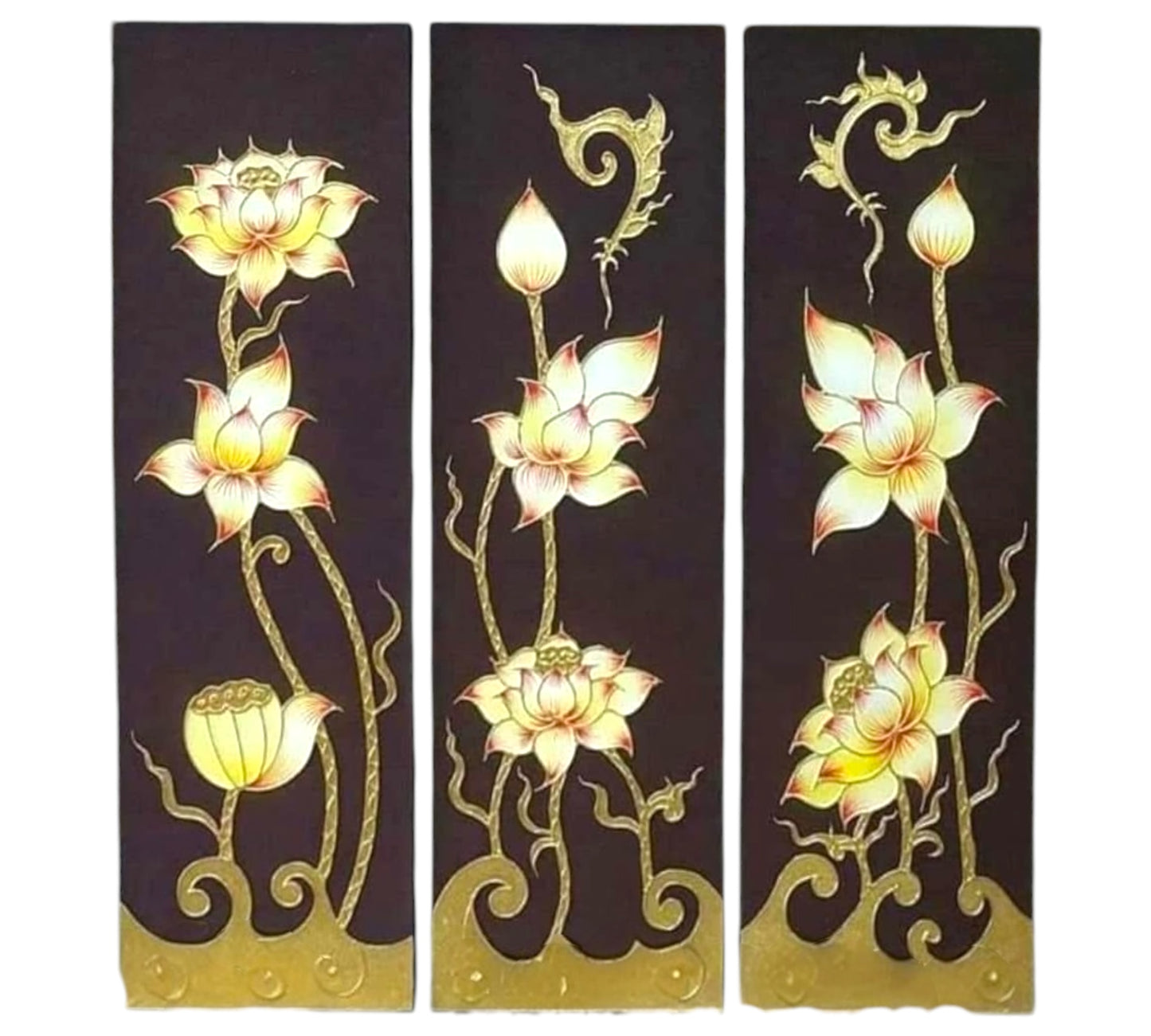 Thailändisches Strukturbild - Wandbild  3-teilig  105 x 110cm