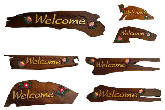 Schild "Welcome" in verschiedenen Variationen