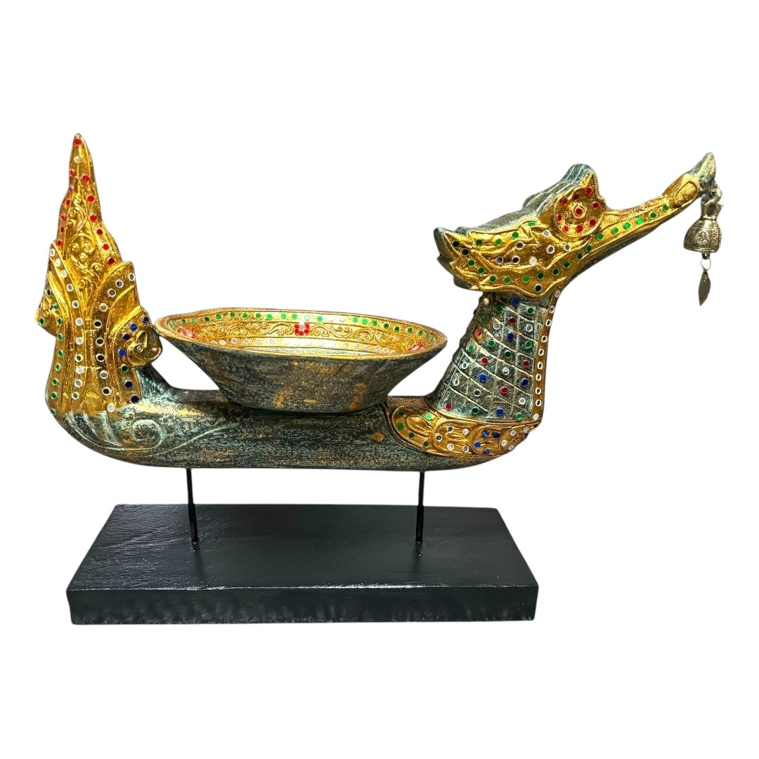Thailändisches Drachenboot mit Schale- Stand Deko