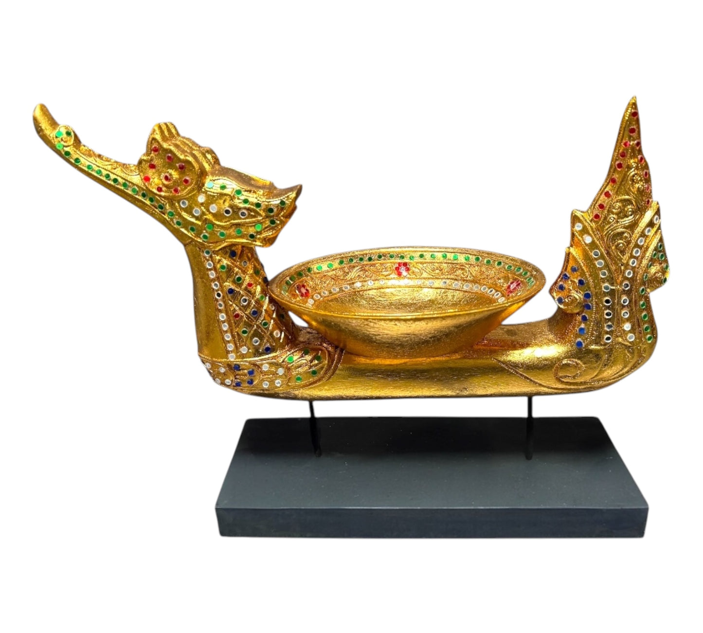 Thailändisches Drachenboot mit Schale- Stand Deko