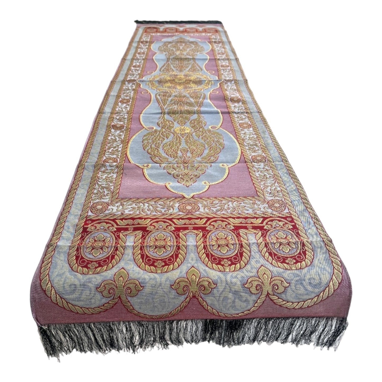 Tischläufer XL - mit traditionellem, thailändischen Muster und Fransen 190x 50cm