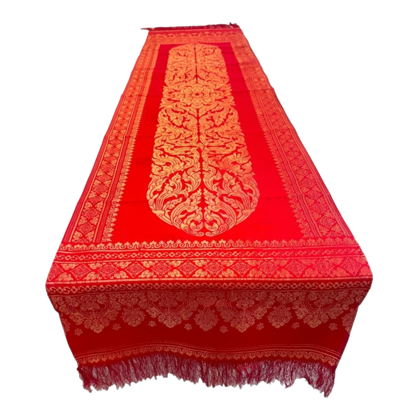 Tischläufer XL - mit traditionellem, thailändischen Muster und Fransen 190x 50cm