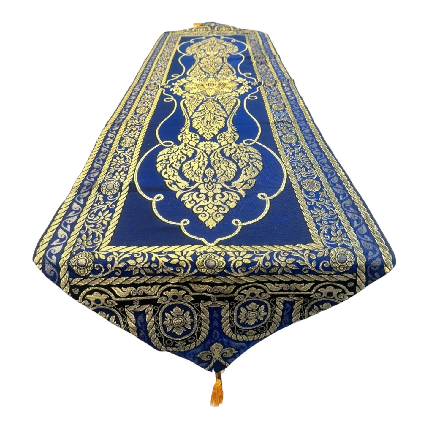 Tischläufer XL - mit traditionellem, thailändischen Muster und Fransen 190x 50cm