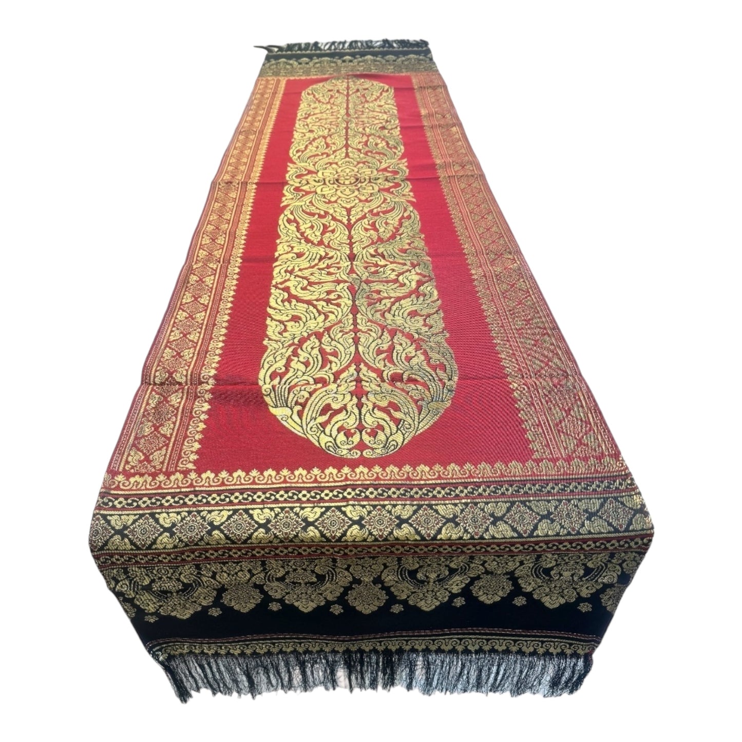 Tischläufer XL - mit traditionellem, thailändischen Muster und Fransen 190x 50cm