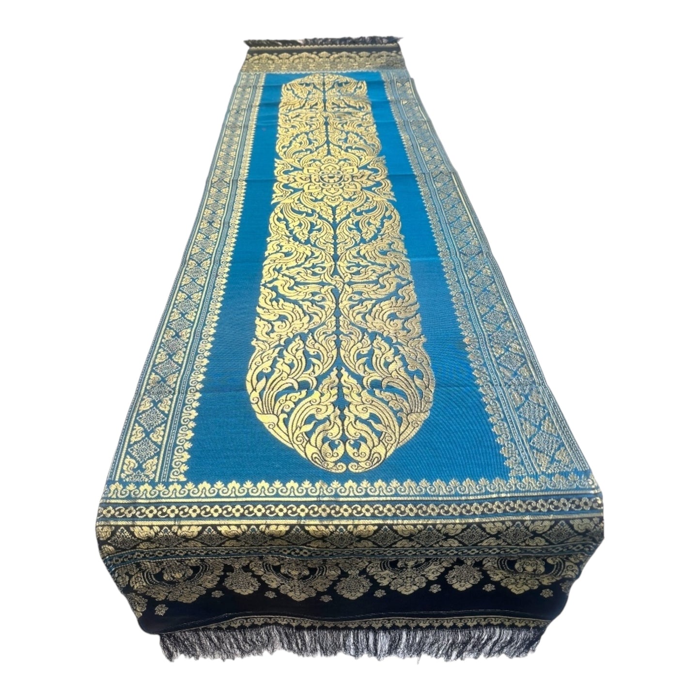 Tischläufer XL - mit traditionellem, thailändischen Muster und Fransen 190x 50cm