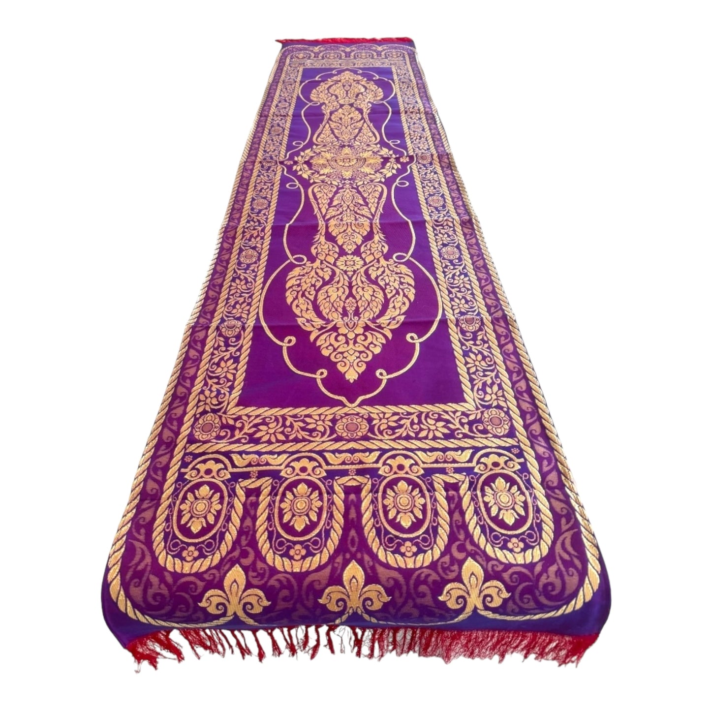 Tischläufer XL - mit traditionellem, thailändischen Muster und Fransen 190x 50cm