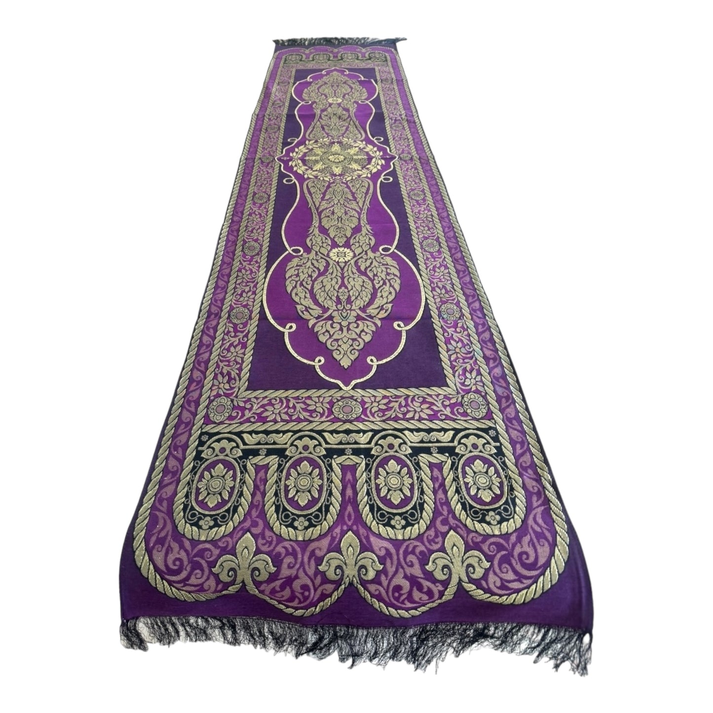 Tischläufer XL - mit traditionellem, thailändischen Muster und Fransen 190x 50cm