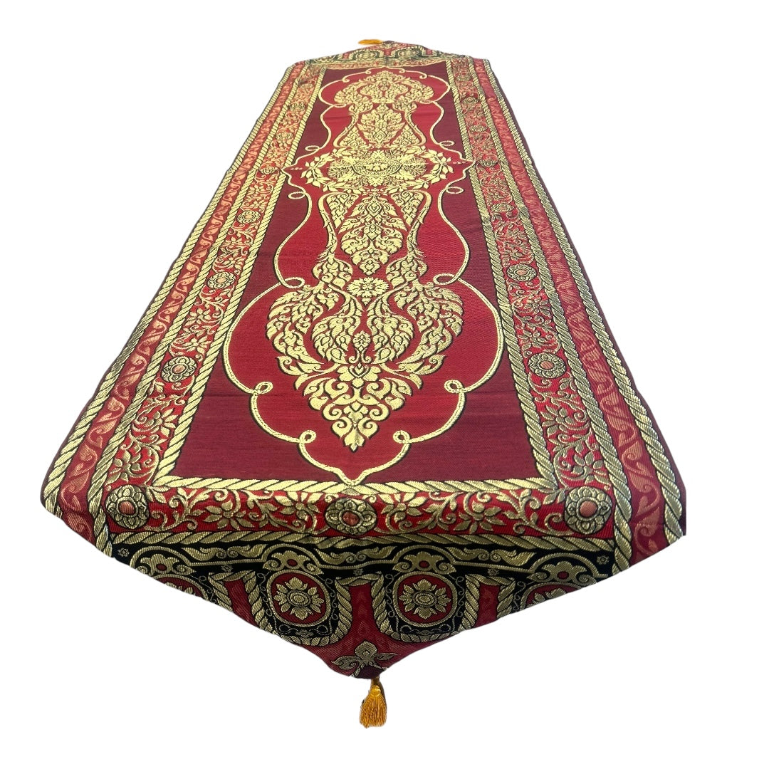 Tischläufer XL - mit traditionellem, thailändischen Muster und Fransen 190x 50cm